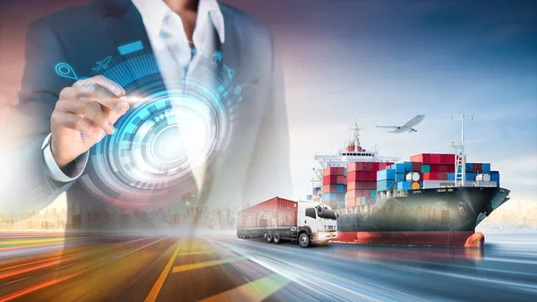 Smart Logistics Transportation Import Export Concept Global Business Logistic Network — ストック写真