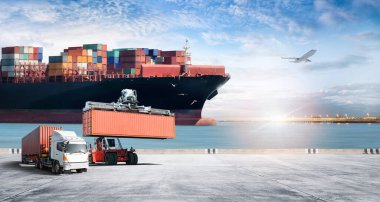 Küresel Lojistik Taşımacılık İhracat Konteynır kargo gemisi, Kamyon ve konteyner taşıyıcı forklift, kargo uçağı, Ulaştırma Endüstrisi geçmişi