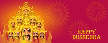 Hindistan Festivali mutlu Dussehra arka plan üzerinde Ravana vektör tasarımı
