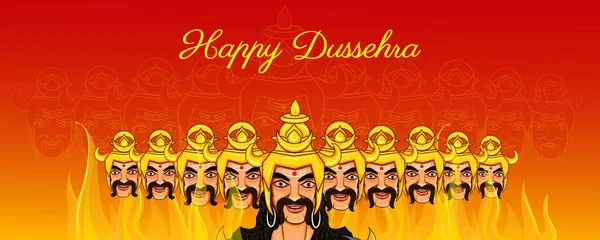 Diseño Vectorial Ravana Festival India Happy Dussehra Background — Vector de stock