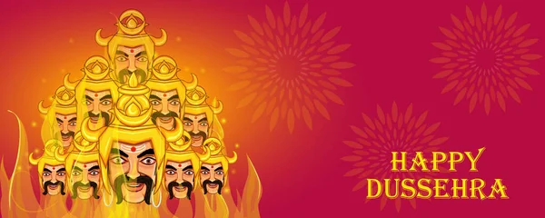 Diseño Vectorial Ravana Festival India Happy Dussehra Background — Vector de stock