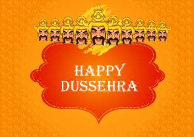 Hindistan Festivali mutlu Dussehra arka plan üzerinde Ravana vektör tasarımı