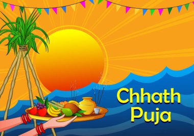 Chhath Pooja Tatil festival arka planda Hindistan