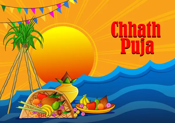 Fondo del festival de Chhas Pooja vacaciones en la India — Archivo Imágenes Vectoriales