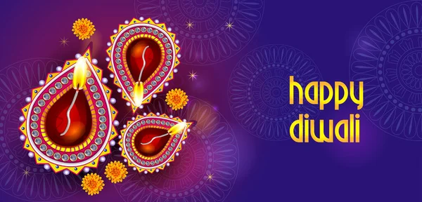 Happy Diwali traditionelles Lichterfest von Indien Feiertagsgruß Hintergrund — Stockvektor