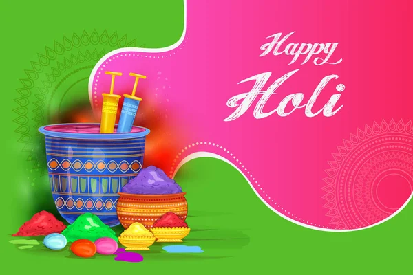 Greetings and banner template background for Festival of Colors, Happy Holi celebrated in India — Stock Vector