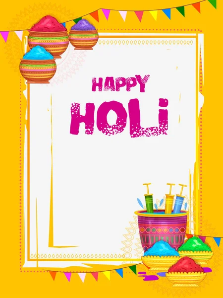 Groeten en banner template achtergrond voor Festival of Colors, Happy Holi gevierd in India — Stockvector