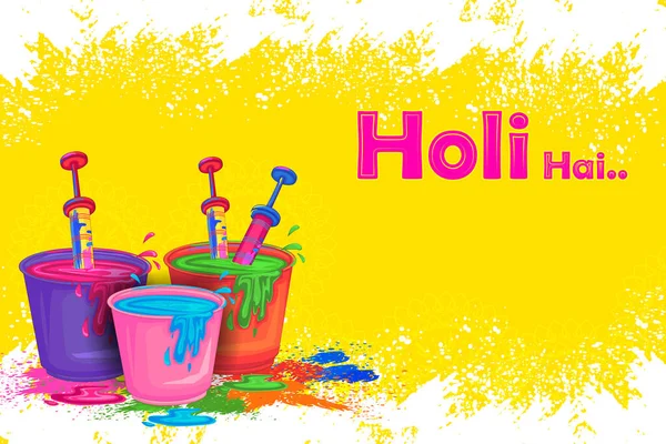 Saudações e banner modelo de fundo para o Festival de Cores, Happy Holi comemorado na Índia — Vetor de Stock