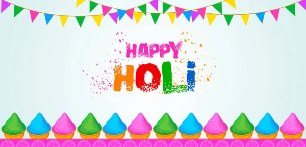 Grüße und Bannervorlage Hintergrund für das Festival of Colors, Happy Holi in Indien gefeiert — Stockvektor