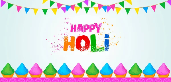 Groeten en banner template achtergrond voor Festival of Colors, Happy Holi gevierd in India — Stockvector