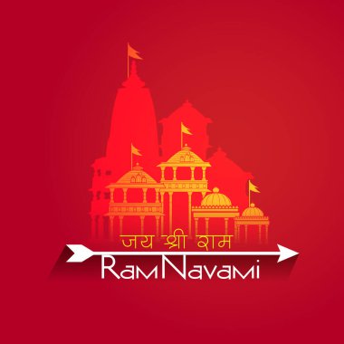 Hindistan festivali için Lord Rama Mutlu Ram Navami arkaplanıyla Hintçe selamlar Jai Shree Ram 'ın zaferi anlamına gelir.