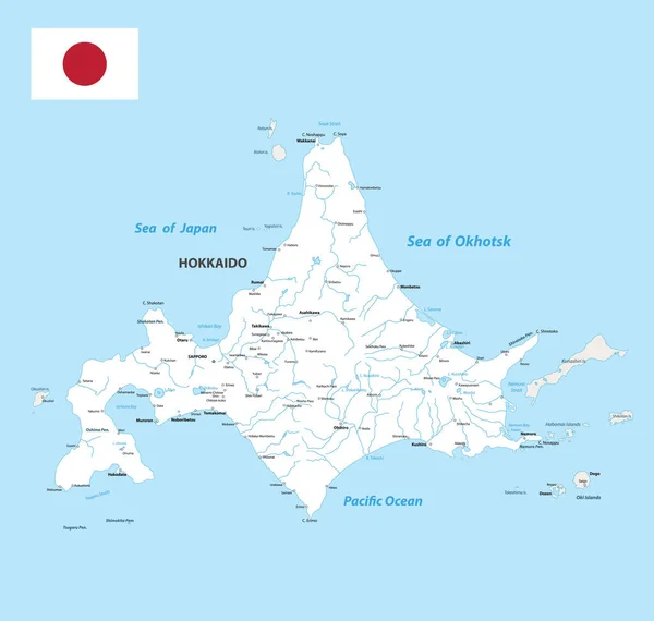 Mapa Hokkaido Mapa Prefectura Japan Color Blanco Ilustración Vectorial — Vector de stock