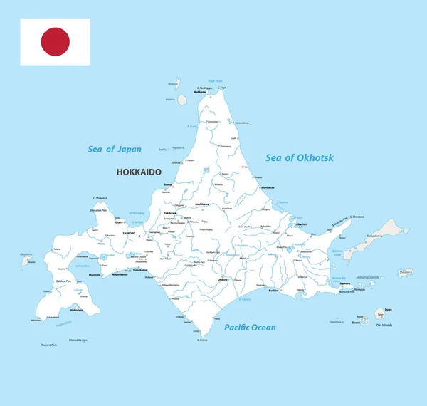 Peta Hokkaido Peta Prefektur Jepang Warna Putih Ilustrasi Vektor - Stok Vektor