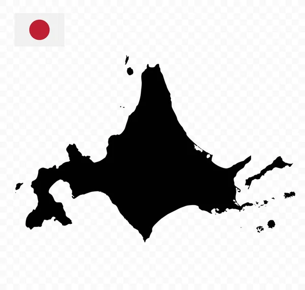 Mappa Hokkaido Mappa Della Prefettura Del Giappone Colore Nero Illustrazione — Vettoriale Stock