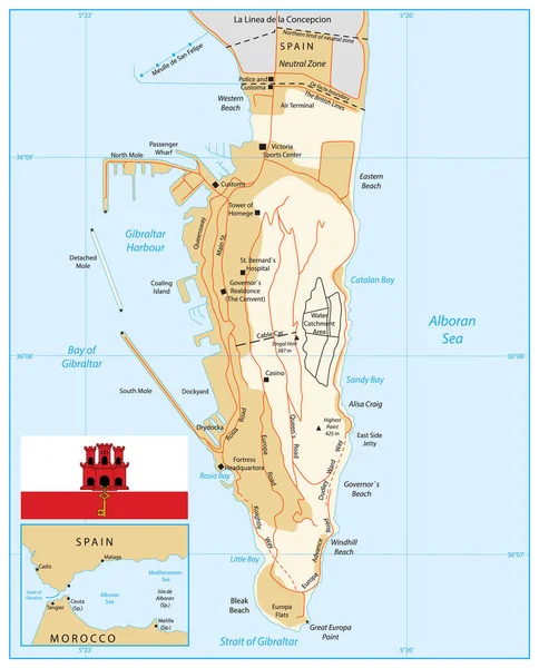 Mapa Gibraltar Ilustración Vectorial — Archivo Imágenes Vectoriales