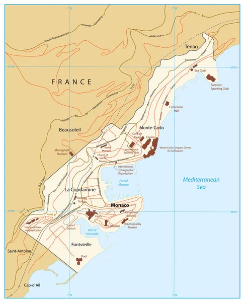 Mappa Monaco Illustrazione Vettoriale — Vettoriale Stock