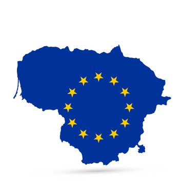 Litvanya Haritası AB Bayrağı Tarafından Renklendirildi. Litvanya 'nın ayrıntılı haritası. Tüm elementler düzenlenebilir katmanlarda açıkça etiketlenmiştir..