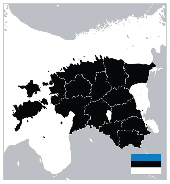 Mapa Negro Estonia Ilustración Vectorial — Vector de stock