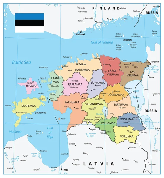 Estonia Administrative Divisions Map Ilustración Vectorial — Vector de stock