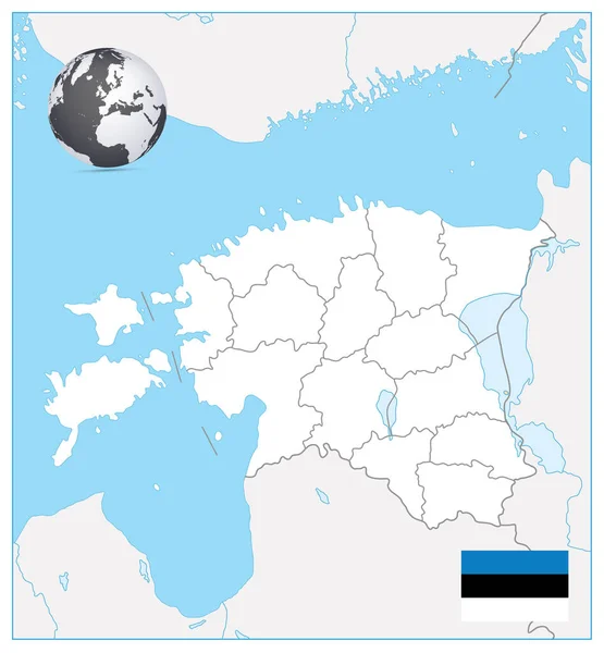 Υψηλή Λεπτομερής Λευκός Χάρτης Της Εσθονίας Λεπτομερής Διανυσματική Απεικόνιση Του — Διανυσματικό Αρχείο
