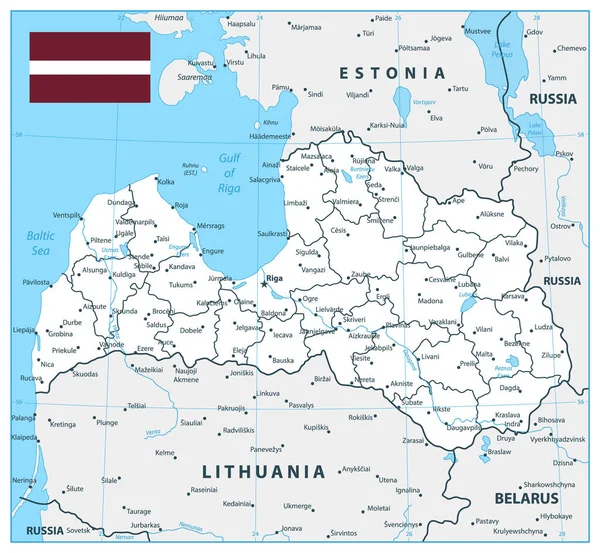 Διαιρέσεις Χάρτη Λετονίας Λευκό Χρώμα Εικονογράφηση Διανύσματος — Διανυσματικό Αρχείο