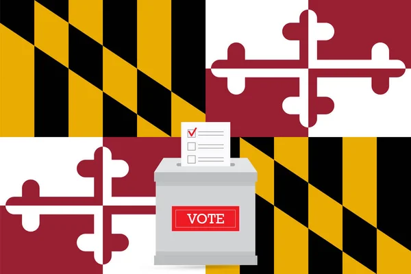 Presidential Elections Maryland State State Flag Ballot Box Voting Set —  Vetores de Stock