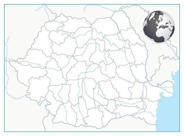 Висока Біла Мапа Румунії Детальна Векторна Ілюстрація Мапи Румунії — стоковий вектор