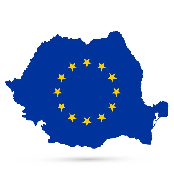 Rumania Mapa Coloreado Por Bandera Aislada Blanco Ilustración Vectorial — Vector de stock