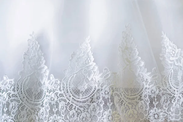 Абстрактний Фон Білої Весільної Сукні Ажурним Мереживом Крупним Планом — стокове фото
