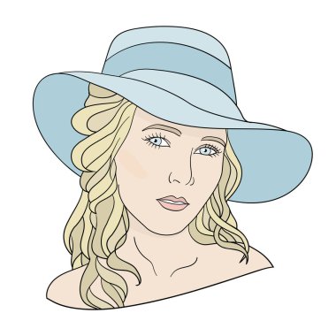 Yakın planda genç bir kızın hayali portresi. Vektör illüstrasyonu