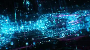 Blockchain Soyut Yapı İllüstrasyonu. Zincir Şifreleme İşlem Süreci 3D Canlandırma 'yı engelle. Bilgisayar Ağı Izgara Arkaplanı. Modern İş Teknolojisi Konsepti. 4k UHD.