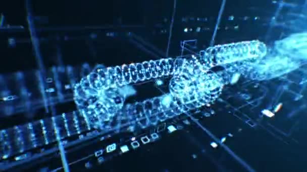 Blockchain Abstract Structure Illustration Blue Color. Beautiful Transaction Process Block Chain Lines and Numbers Connected Motion Design 3d Animation. Global Digital Currency Business Concept 4k. Royalty Free Stock Video