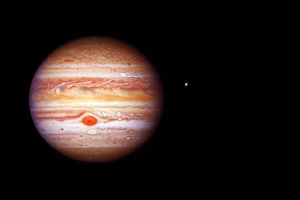 Planeta Júpiter Sobre Fundo Negro Elementos Desta Imagem Fornecidos Pela — Fotografia de Stock