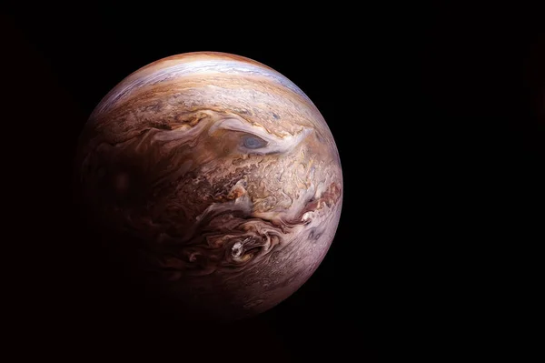 Jupiter Bolygó Fekete Hátterű Kép Elemeit Nasa Bocsátotta Rendelkezésre Kiváló — Stock Fotó