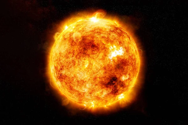 Uzaydan gelen güneş karanlık bir arkaplanda. Bu görüntünün elementleri NASA tarafından desteklenmektedir