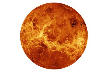 Venüs gezegeni beyaz arka planda izole edilmiş. Bu görüntünün elementleri NASA tarafından döşendi. Yüksek kalite fotoğraf