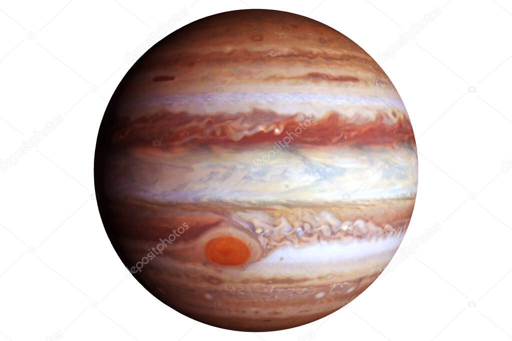 Planet jupiter isolated on white background. Elements of this image were furnished by NASA. High quality photo