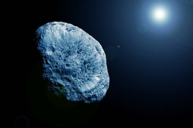 Uzayda göktaşı. Bu görüntünün elementleri NASA tarafından döşenmiştir. Yüksek kalite fotoğraf