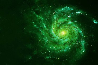 Yeşil renkli güzel bir uzay nebulası. Bu görüntünün elementleri NASA tarafından döşendi..
