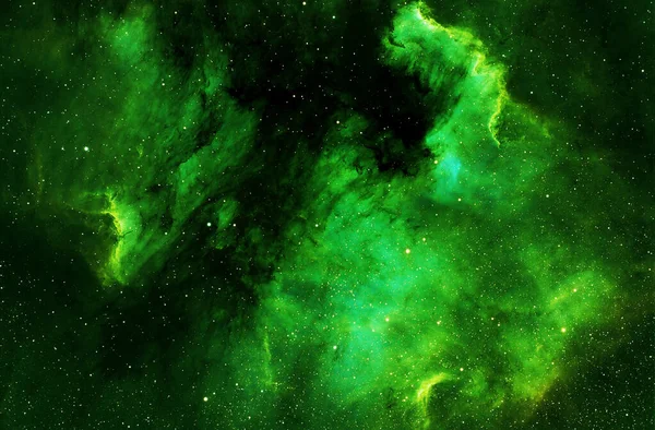 Hermosa nebulosa espacial de color verde. Elementos de esta imagen fueron proporcionados por la NASA . —  Fotos de Stock