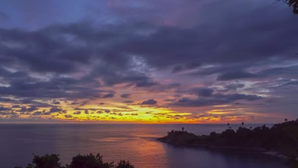 Ciel Couchant Avec Nuages Vue Sur Océan — Video