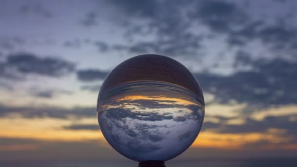 Time Lapse Scene Romantic Beach Beautiful Sunset Magic Crystal Ball — Stock Video