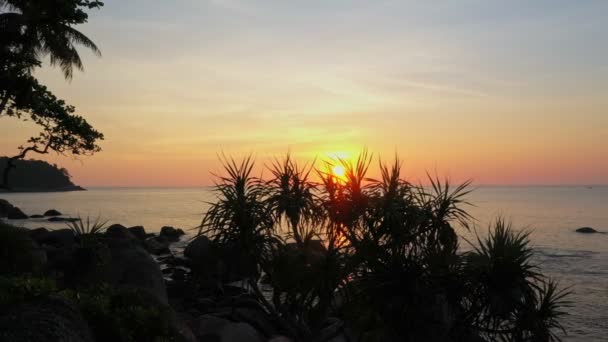 Aerial View Sun Going Horizon Sunset Ocean Nature Video High — Stock Video