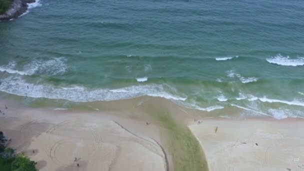Aerial View Blue Sea White Sand Beach Niharn Beach Nai — Stock Video