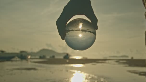 Vue Lever Soleil Dans Boule Cristal — Video