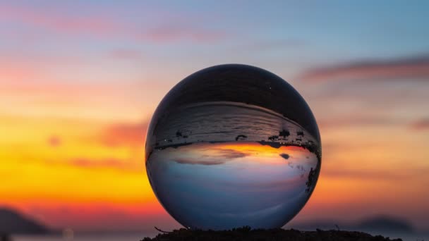 View Colorful Nature Sunset Crystal Ball Beautiful Sunset Sea Crystal — Stockvideo