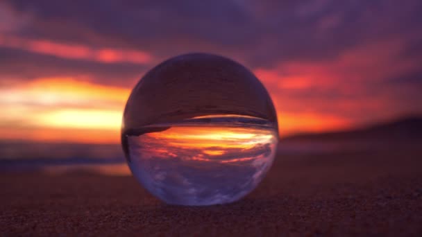 View Beautiful Sky Sunset Crystal Ball Natural View Sea Sky — Video
