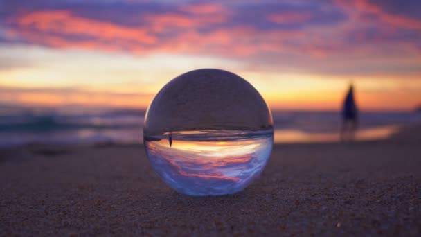 View Beautiful Sky Sunset Crystal Ball Natural View Sea Sky — Vídeo de stock