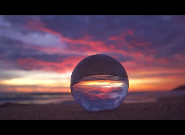 View Beautiful Sky Sunset Crystal Ball Natural View Sea Sky — Stok video