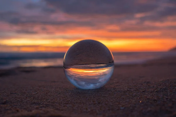 View Beautiful Nature Sunset Crystal Ball — стоковое фото
